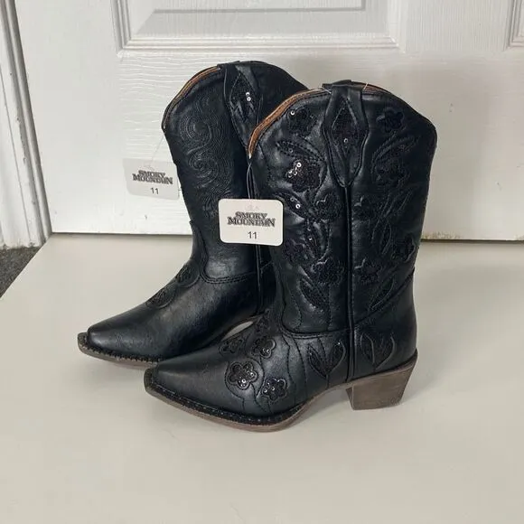 Smoky Mountain Black Victoria Sequin Cowgirl Boots Size 11 NEW