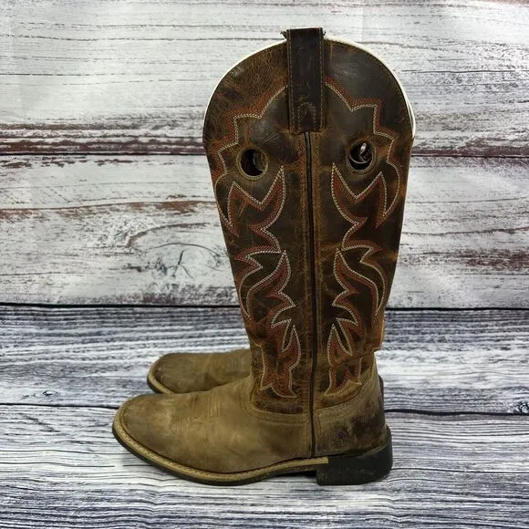 Smoky Mountain Boots Maverick Brown Leather Square Toe Western Boots, Youth 4.5