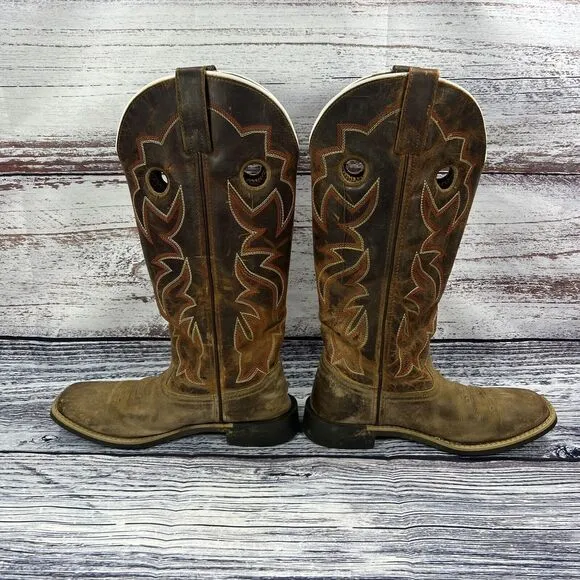 Smoky Mountain Boots Maverick Brown Leather Square Toe Western Boots, Youth 4.5