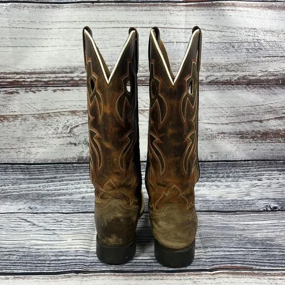 Smoky Mountain Boots Maverick Brown Leather Square Toe Western Boots, Youth 4.5