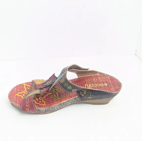 Socofy leather floral sandals