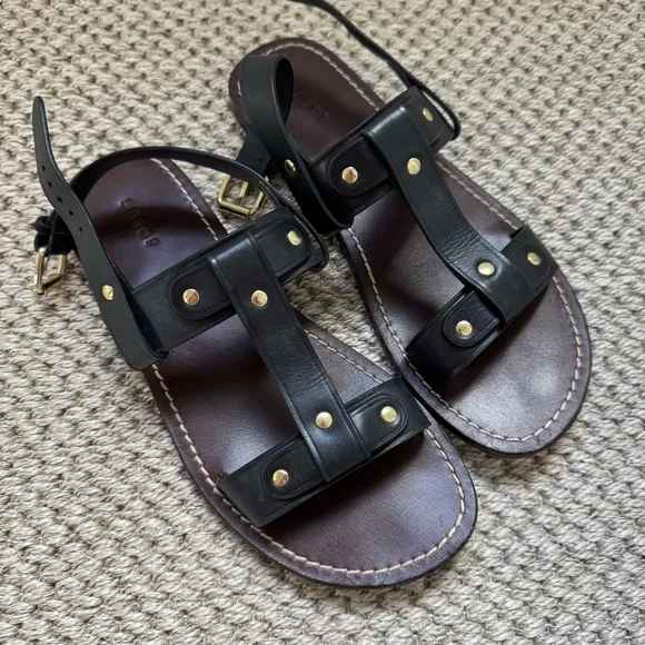 Soeur THALES SANDALS, Black Leather Sandals