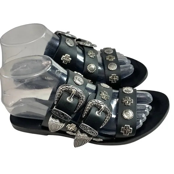 SOL SANA Eastwood Stud Leather Slide Sandal Sz 36/5
