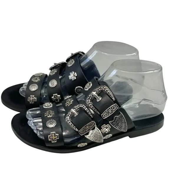 SOL SANA Eastwood Stud Leather Slide Sandal Sz 36/5