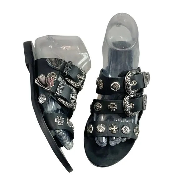 SOL SANA Eastwood Stud Leather Slide Sandal Sz 36/5
