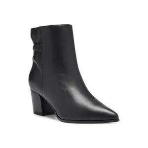 Sole Society Maeryn Bootie Heeled Ankle Boots Black Leather Pointed Toe 7.5 Shoe