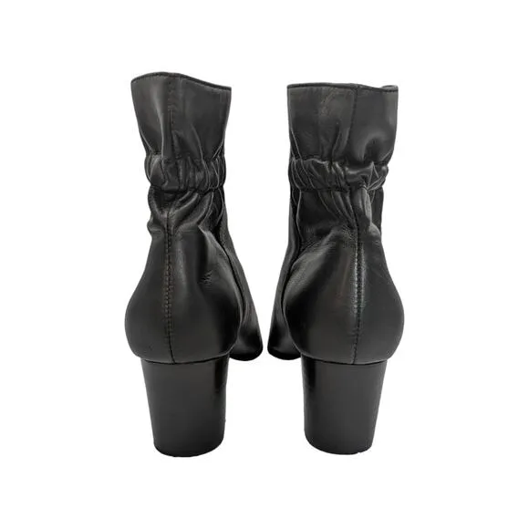Sole Society Maeryn Bootie Heeled Ankle Boots Black Leather Pointed Toe 7.5 Shoe