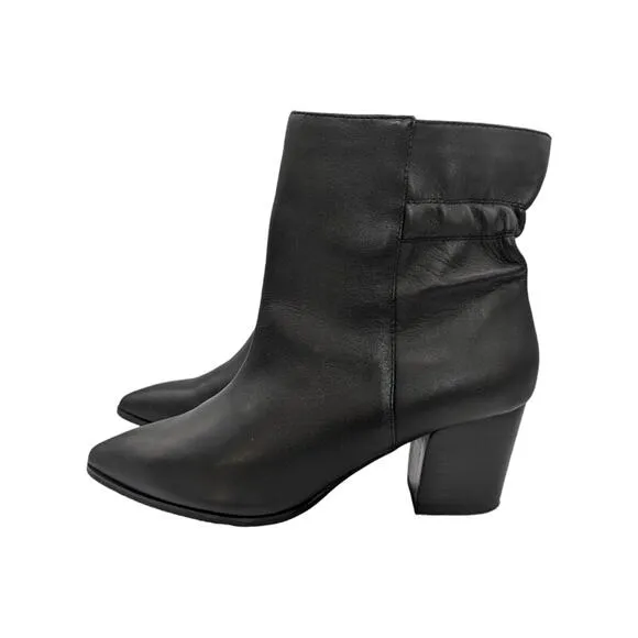 Sole Society Maeryn Bootie Heeled Ankle Boots Black Leather Pointed Toe 7.5 Shoe
