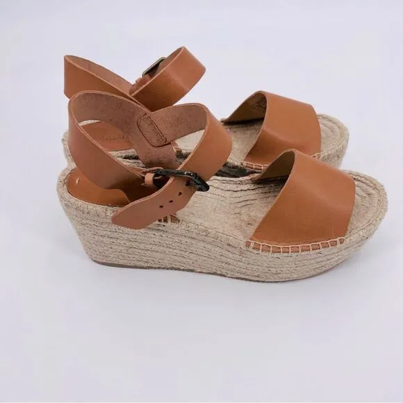 Soludos Sandals Platform Minorca Espadrille Leather Nude Brown Size 8 NEW
