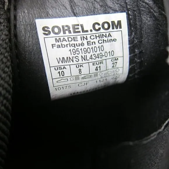 Sorel 10 Black Leather Boots High Heel Chelsea Ankle Waterproof NEW IN BOX