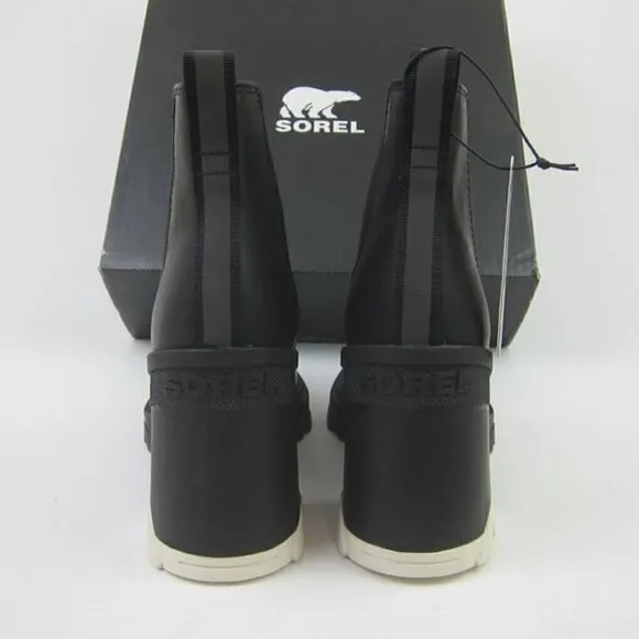 Sorel 10 Black Leather Boots High Heel Chelsea Ankle Waterproof NEW IN BOX