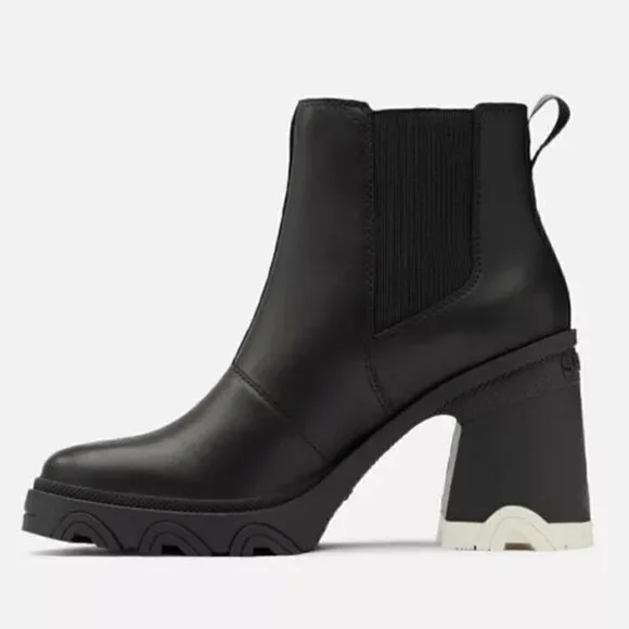Sorel 10 Black Leather Boots High Heel Chelsea Ankle Waterproof NEW IN BOX