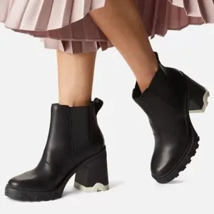 Sorel 10 Black Leather Boots High Heel Chelsea Ankle Waterproof NEW IN BOX