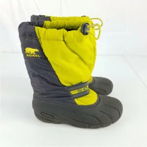 Sorel 1831 Gray &amp; Yellow Insulated Waterproof Snow Boots Kids Size 12