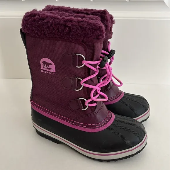 Sorel‎ Black Purple Lined Snow Waterproof Boots Mens Size 4