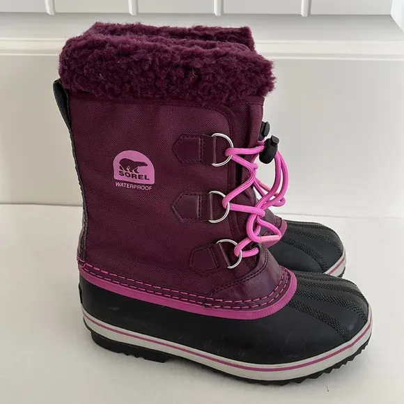 Sorel‎ Black Purple Lined Snow Waterproof Boots Mens Size 4