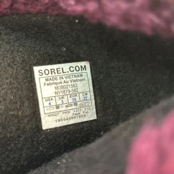 Sorel‎ Black Purple Lined Snow Waterproof Boots Mens Size 4