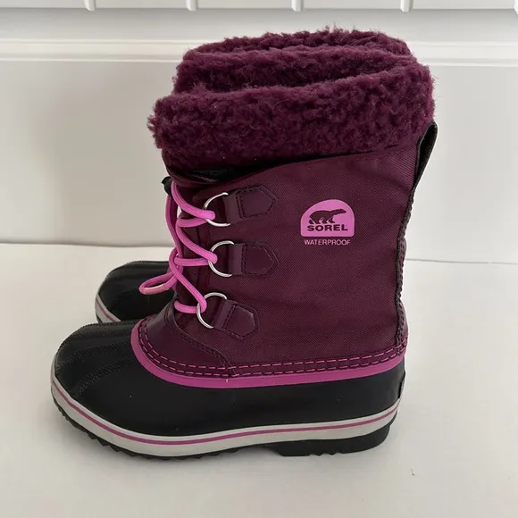 Sorel‎ Black Purple Lined Snow Waterproof Boots Mens Size 4