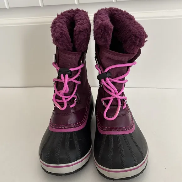 Sorel‎ Black Purple Lined Snow Waterproof Boots Mens Size 4