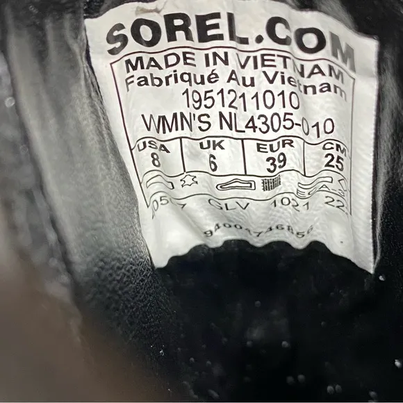 Sorel Brex Black Leather Lace Up Chunky Sole Boot 8
