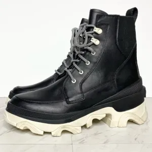 Sorel Brex Black Leather Lace Up Chunky Sole Boot 8