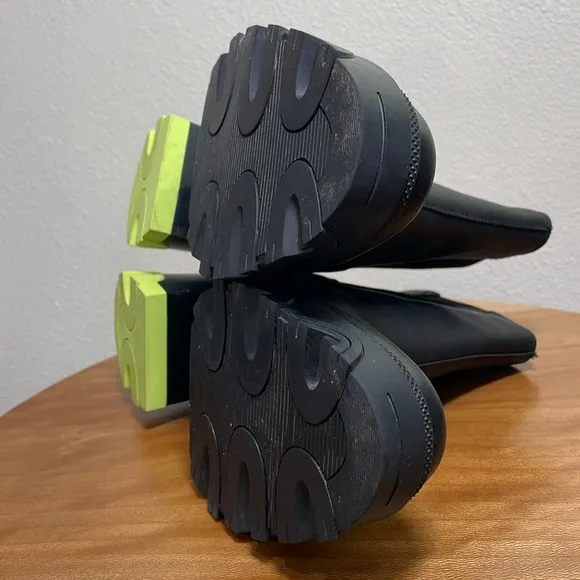 Sorel Brex Chelsea Chunky High Heel Boots Black Neon Green Waterproof Size 10