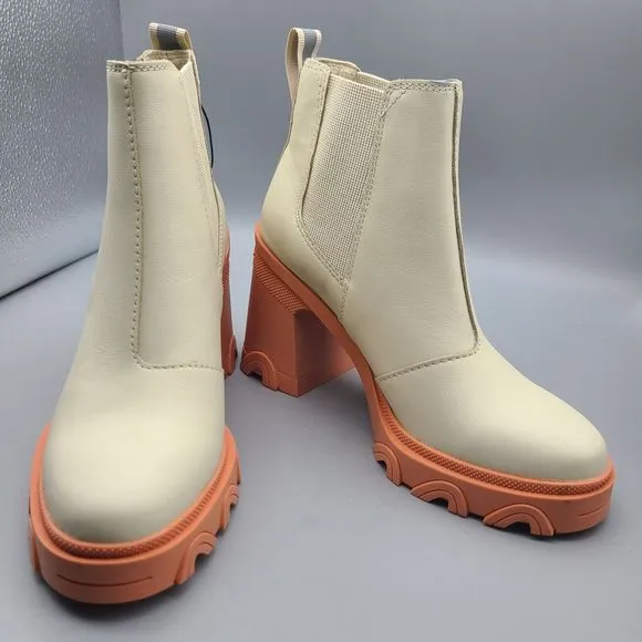 Sorel Brex Chelsea Womens Boots Waterproof Pull On Heels Natural Pink Sz 8.5 New