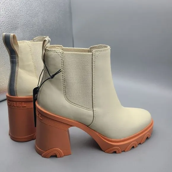 Sorel Brex Chelsea Womens Boots Waterproof Pull On Heels Natural Pink Sz 8.5 New