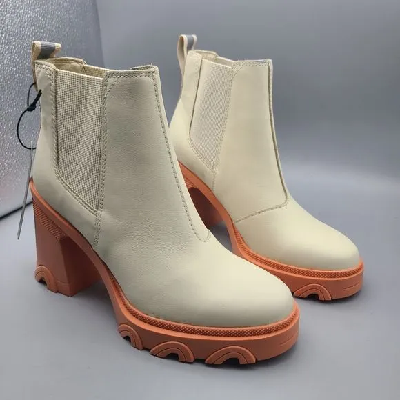 Sorel Brex Chelsea Womens Boots Waterproof Pull On Heels Natural Pink Sz 8.5 New