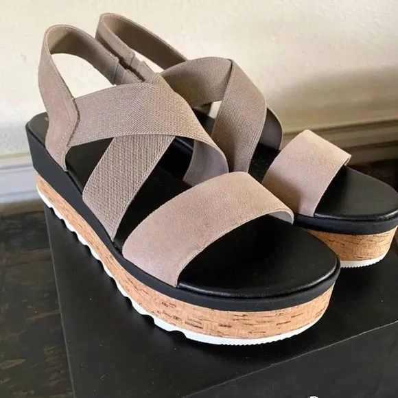 Sorel Cameron Flatform Slingback Sandals Taupe-NIB- SZ 10