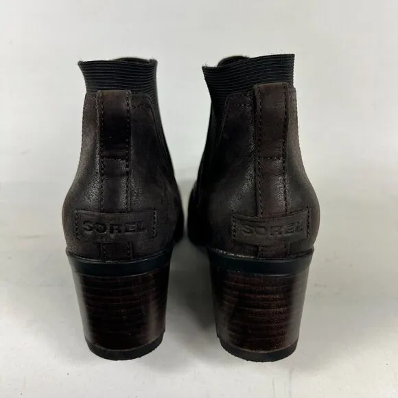 Sorel Cate Chelsea Boots Women's 9.5 Brown Leather Waterproof Ankle NL3712-205