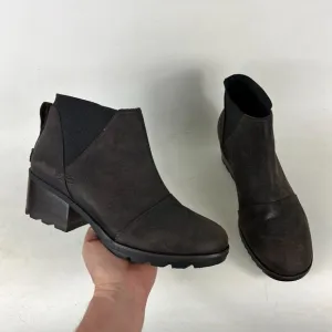 Sorel Cate Chelsea Boots Women's 9.5 Brown Leather Waterproof Ankle NL3712-205