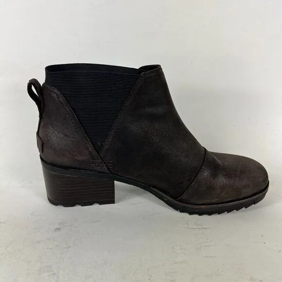 Sorel Cate Chelsea Boots Women's 9.5 Brown Leather Waterproof Ankle NL3712-205