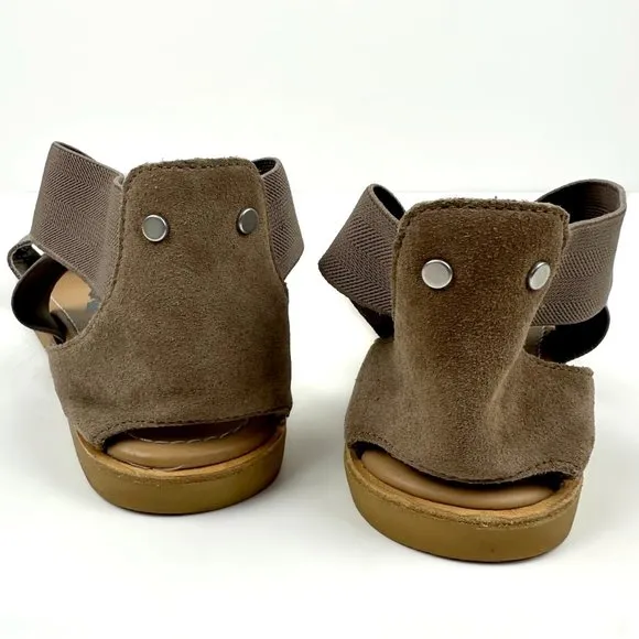 Sorel Ella Sandals Open Toe Metallic Leather Comfortable Taupe Brown Size 9