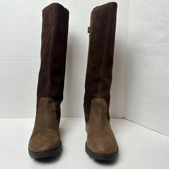 Sorel Emelie Women's Tall Riding Boots Brown Suede Leather Waterproof Size 6.5