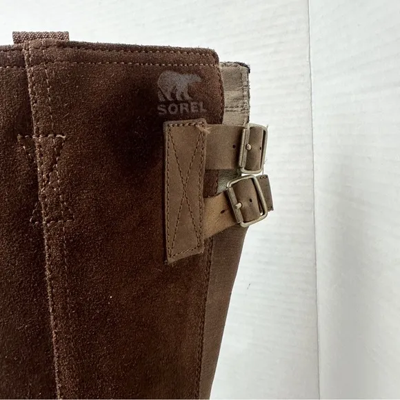 Sorel Emelie Women's Tall Riding Boots Brown Suede Leather Waterproof Size 6.5