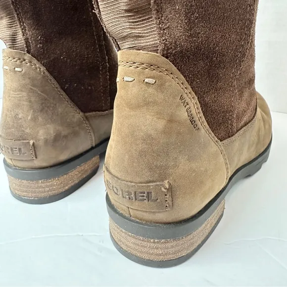 Sorel Emelie Women's Tall Riding Boots Brown Suede Leather Waterproof Size 6.5