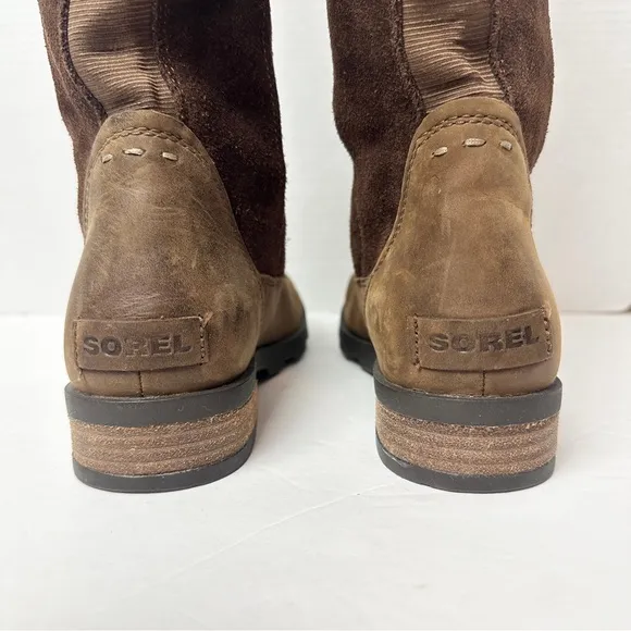 Sorel Emelie Women's Tall Riding Boots Brown Suede Leather Waterproof Size 6.5