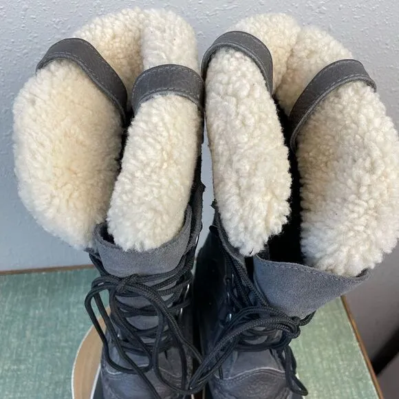 Sorel Gray and Black Waterproof Boots Size 5 EUC