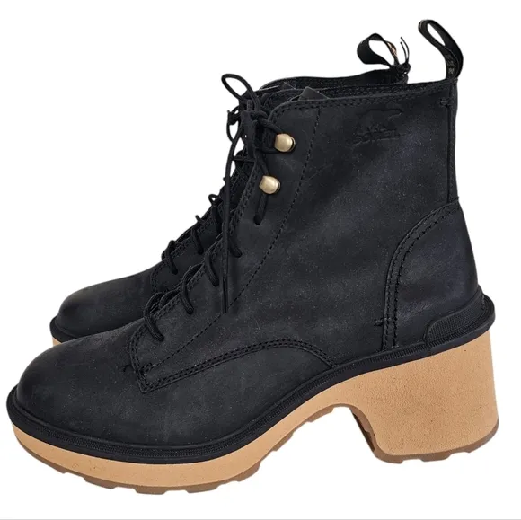 Sorel Hi-Line Lace Up Lug Combat Boots leather Chunky Waterproof