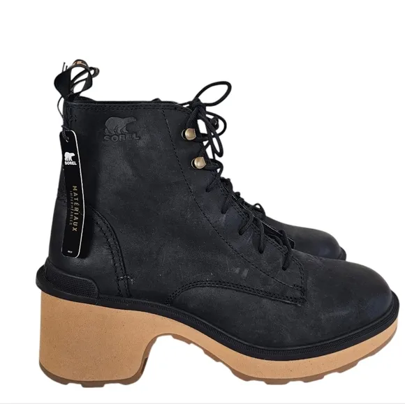 Sorel Hi-Line Lace Up Lug Combat Boots leather Chunky Waterproof