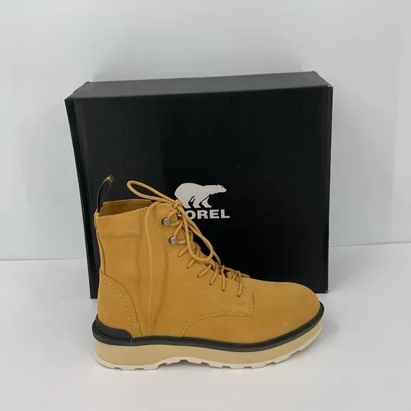 Sorel Hi-line lug boots suede leather waterproof chunky shoe winter tan new 9