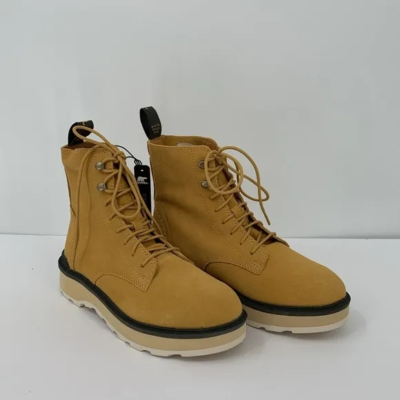 Sorel Hi-line lug boots suede leather waterproof chunky shoe winter tan new 9