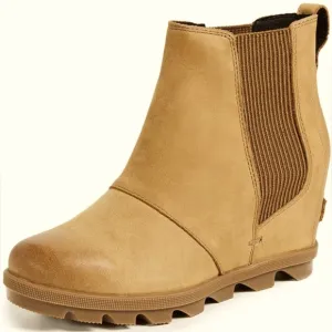 SOREL Joan of Arctic Leather Wedge Boot in Camel Brown size 7