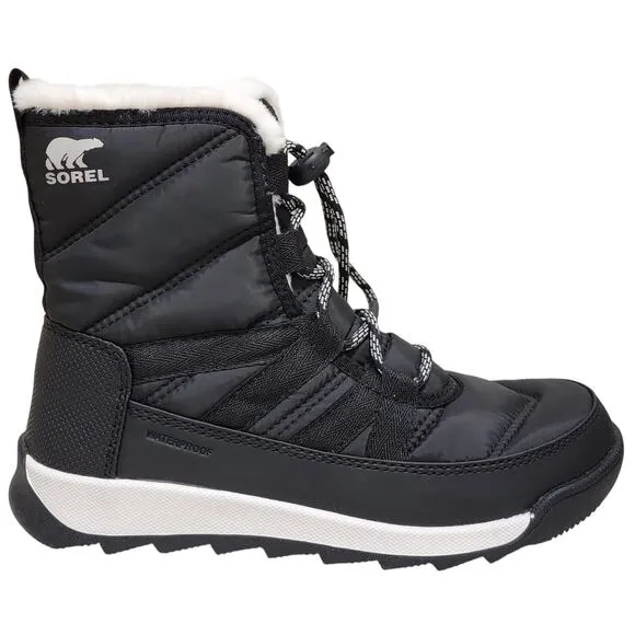 Sorel Kids Youth Whitney II Short Lace Waterproof Boots Size US 3 Black White