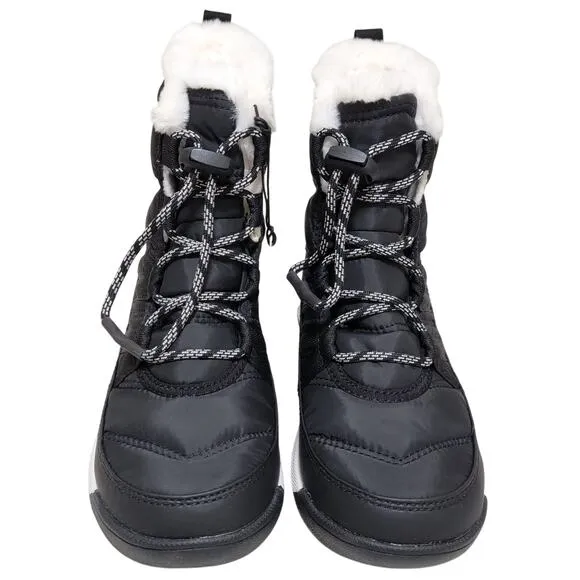 Sorel Kids Youth Whitney II Short Lace Waterproof Boots Size US 3 Black White