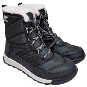 Sorel Kids Youth Whitney II Short Lace Waterproof Boots Size US 3 Black White