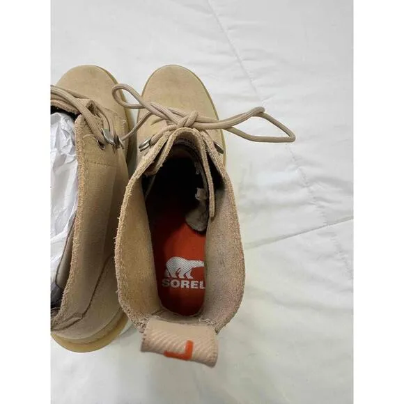 Sorel Lace-Up Chunky Heel Beige Boots WMN'S NL4875-209 Size USA 8.5