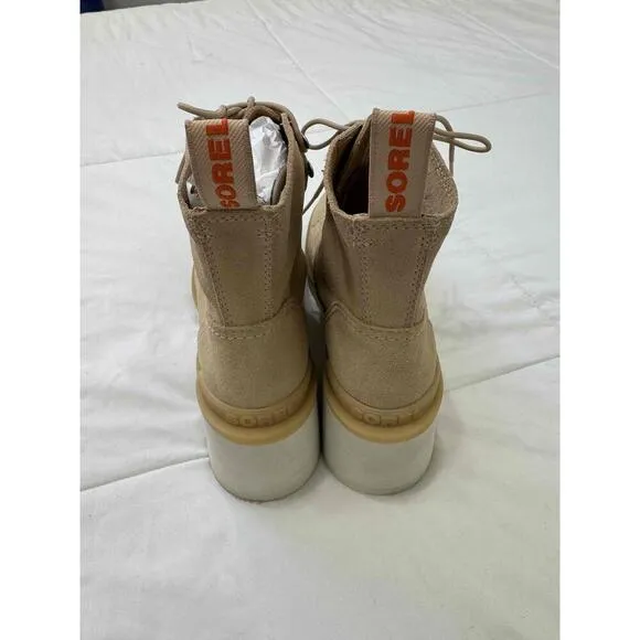 Sorel Lace-Up Chunky Heel Beige Boots WMN'S NL4875-209 Size USA 8.5