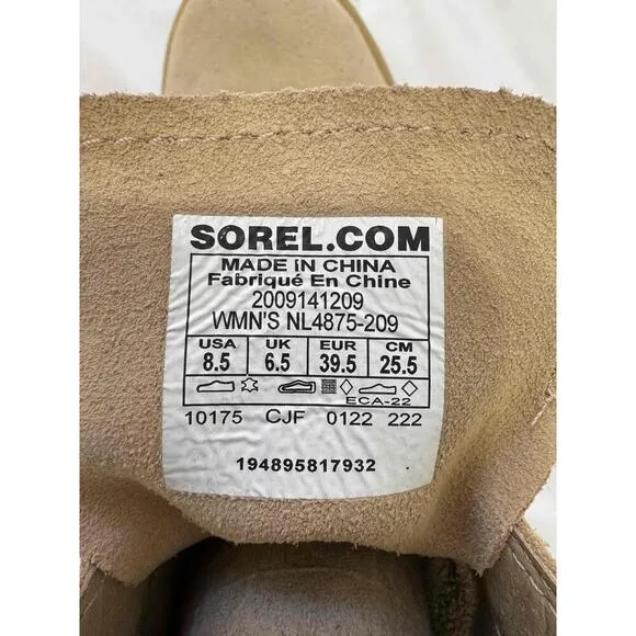 Sorel Lace-Up Chunky Heel Beige Boots WMN'S NL4875-209 Size USA 8.5